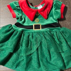 Festive Green and Red Elf Dress for Toddler